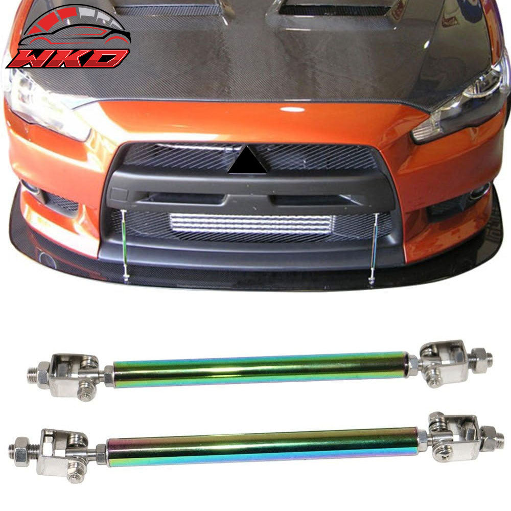 NEO Adjustable 2PCS Front Bumper Lip Spoiler Splitter Strut Rods Support 8-10.6"