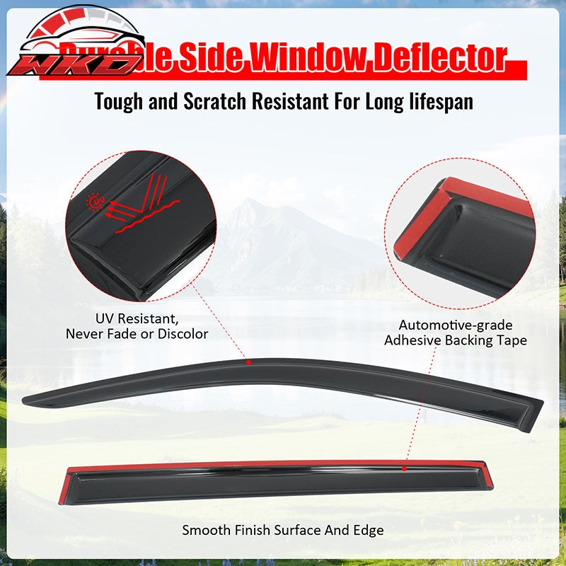 Fits 19-26 Subaru Ascent 4PCS Window Visors Smoke Acrylic Rain Wind Deflectors