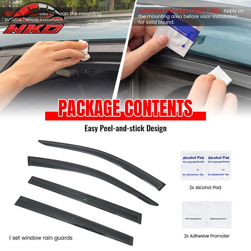 Fits 19-26 Subaru Ascent 4PCS Window Visors Smoke Acrylic Rain Wind Deflectors