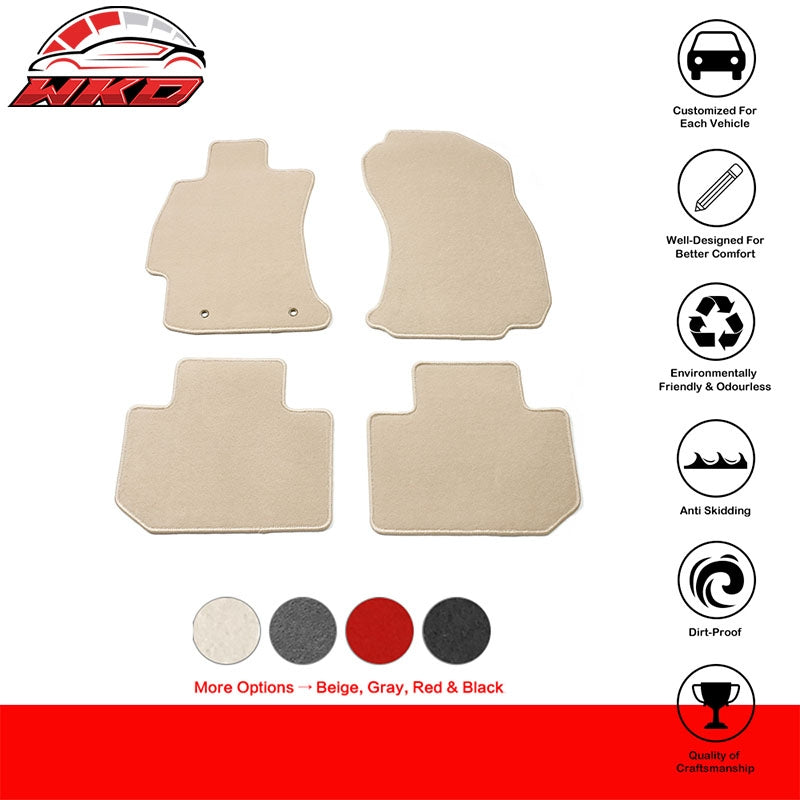 Fits 14-18 Subaru Forester 4DR Front & Rear Floor Mats Carpet Nylon 4PCS - Beige