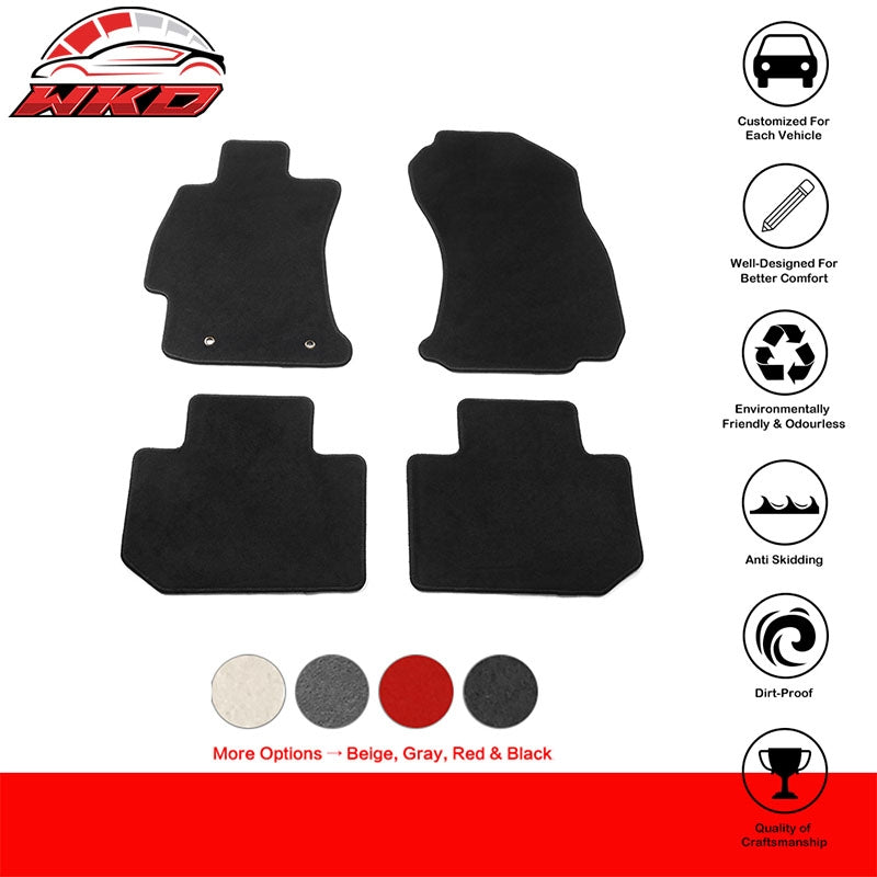 Fits 14-18 Subaru Forester 4DR Front & Rear Floor Mats Carpet Nylon 4PCS - Black