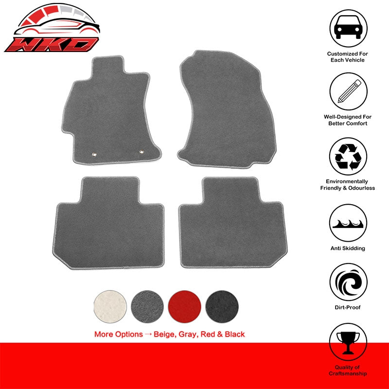 Fits 14-18 Subaru Forester 4DR Front & Rear Floor Mats Carpet Nylon 4PCS - Gray