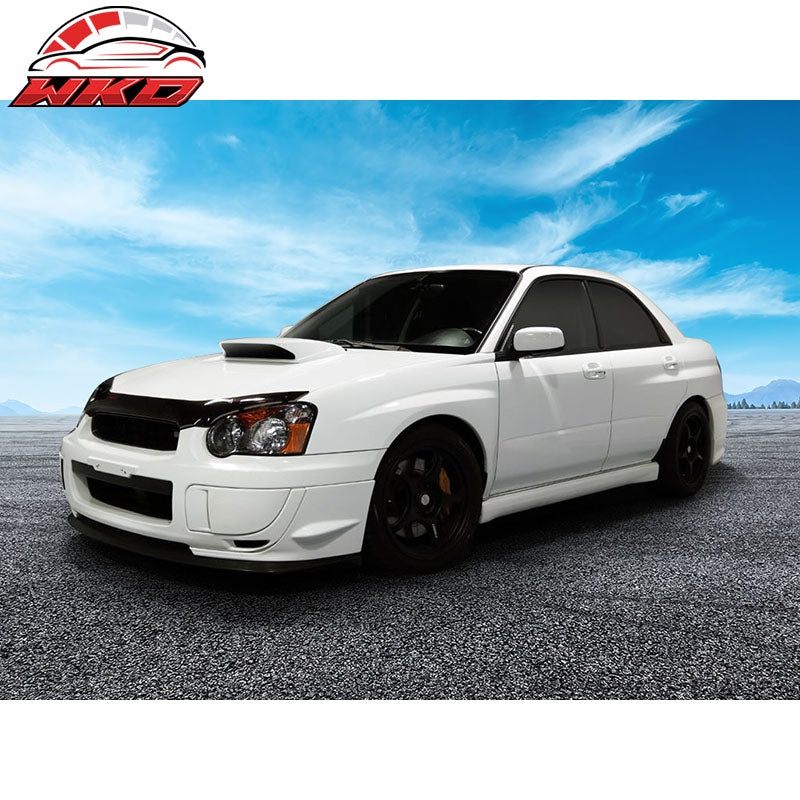 Fits 04-05 Subaru Impreza STI Style Front Bumper Lip Spoiler Unpainted Black PP