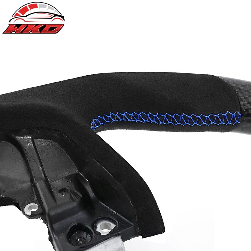 Fits 17-23 Impreza Carbon Fiber Steering Wheel Alcantara Blue Stitch & Indicator