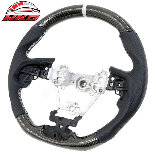 Wholesale 17-23 Impreza Carbon Fiber Leather Steering Wheel White Stitch & Indicator