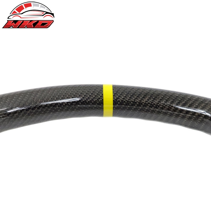 Fits 17-23 Impreza Carbon Fiber Leather Steering Wheel Yellow Stitch & Indicator