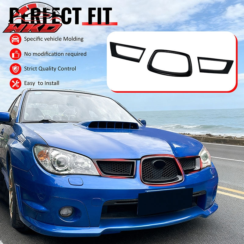 Fits 06-07 Subaru Impreza WRX OE Front Bumper Grille Cover Trim ABS Gloss Black