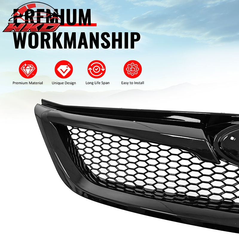 Fits 11-14 Subaru Impreza WRX & WRX STI Gloss Black Honeycomb Upper Grille ABS