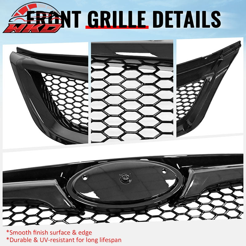 Fits 11-14 Subaru Impreza WRX & WRX STI Gloss Black Honeycomb Upper Grille ABS