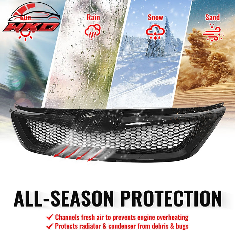Fits 11-14 Subaru Impreza WRX & WRX STI Gloss Black Honeycomb Upper Grille ABS