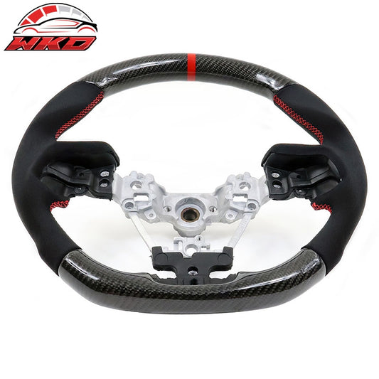 Wholesale 17-23 Subaru Impreza XV Steering Wheel Red Stitch W/Indicator Carbon Fiber