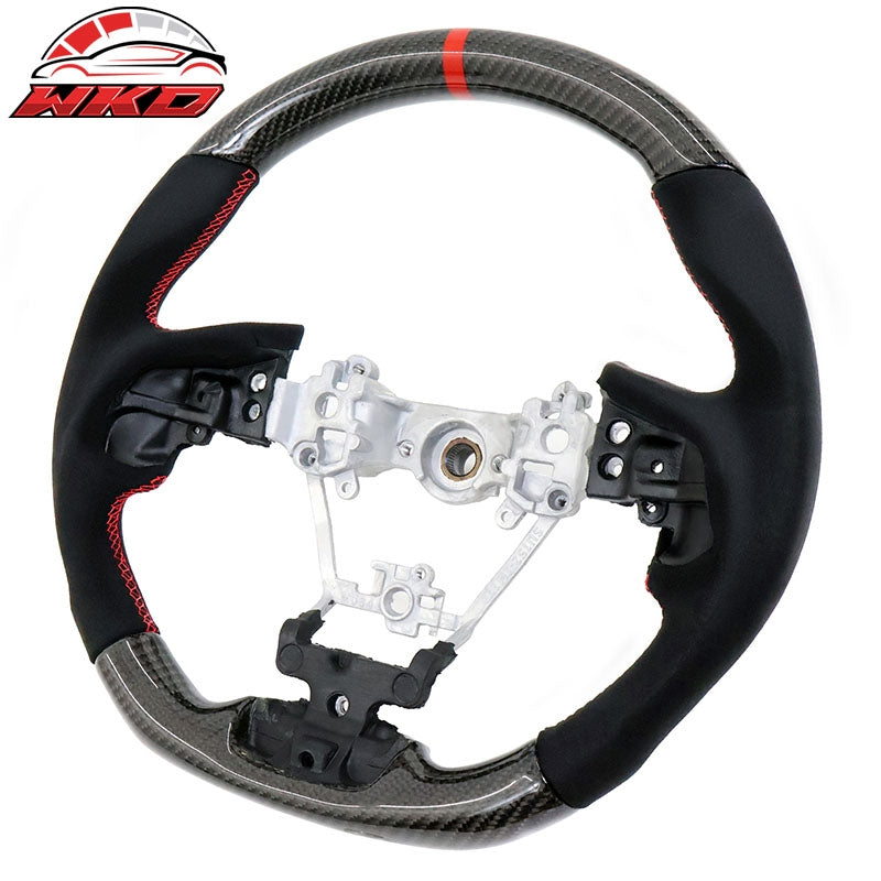 Fits 17-23 Subaru Impreza XV Steering Wheel Red Stitch W/Indicator Carbon Fiber