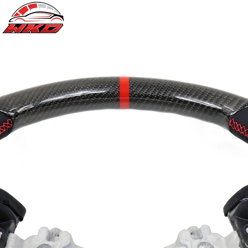 Fits 17-23 Subaru Impreza XV Steering Wheel Red Stitch W/Indicator Carbon Fiber