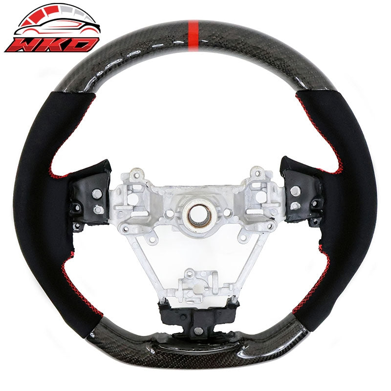 Fits 17-23 Subaru Impreza XV Steering Wheel Red Stitch W/Indicator Carbon Fiber