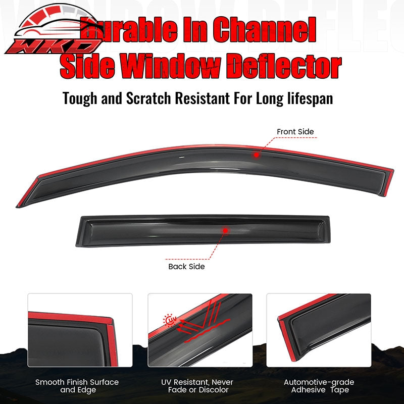 Fits 15-19 Subaru Outback Window Visors In-Channel Sun Rain Guard Side Deflector