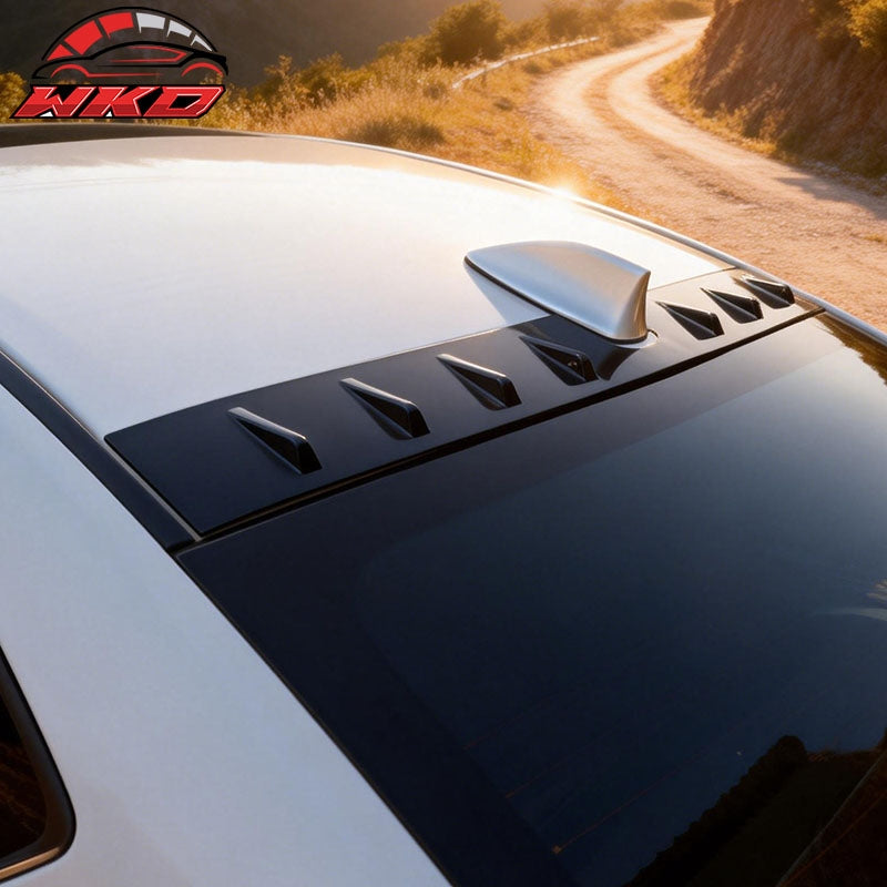 Fits 22-26 Subaru WRX D2 Style Gloss Black Rear Roof Window Spoiler W/Shark Fins