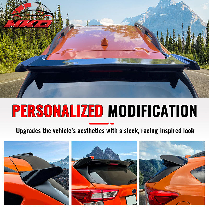 Fits 18-23 Crosstrek & 17-23 Impreza Hatchback IKON Roof Spoiler Gloss Black ABS
