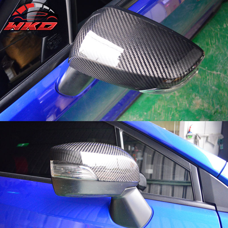 Fits 15-21 Subaru WRX STI Side Rear View Mirror Cover Trim - Carbon Fiber CF