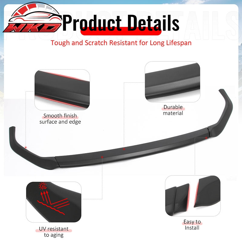 For 23-25 Subaru Solterra ST Style Front Bumper Lip Chin Spoiler Matte Black ABS