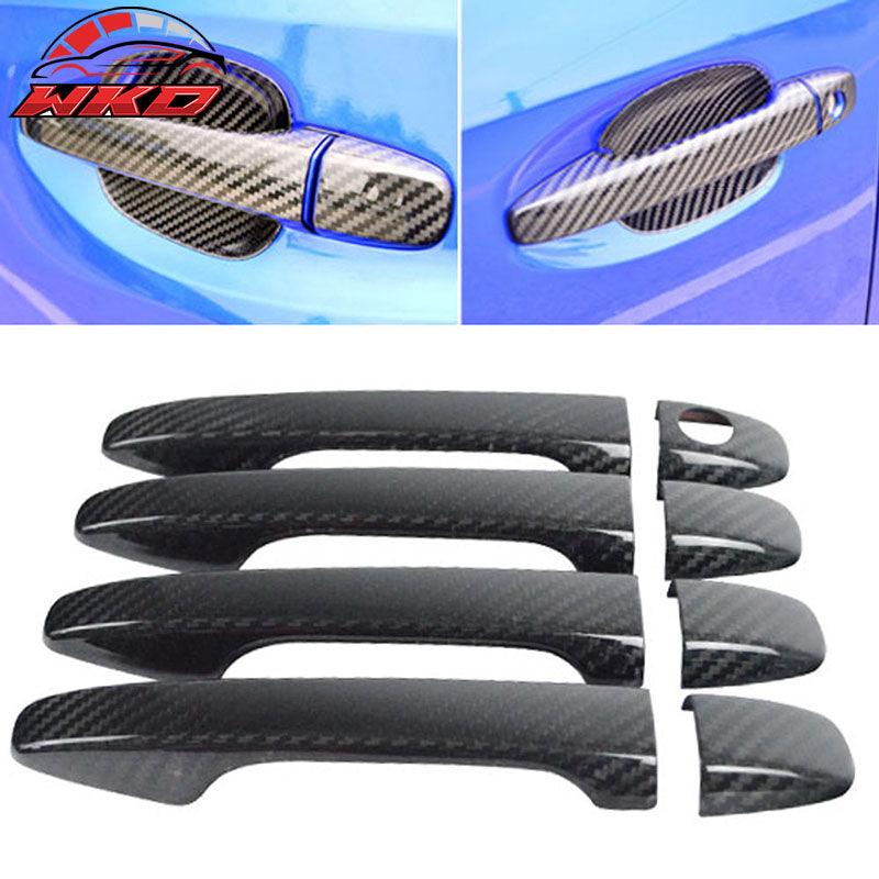 Fits 15-21 Subaru WRX STI Sedan Matte Carbon Fiber Door Handle Cover Trim 8 PCS