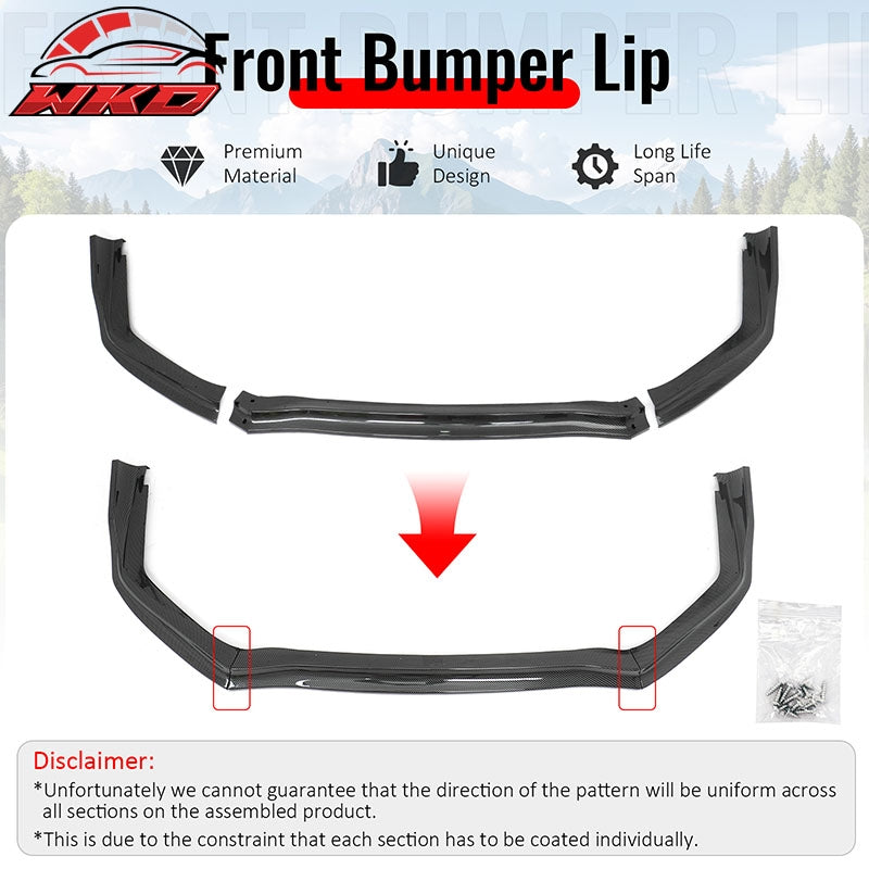 Wholesale 15-21 Subaru WRX STI Front Bumper Lip 3PC CS Style Carbon Fiber Print Kit - Wikond Auto