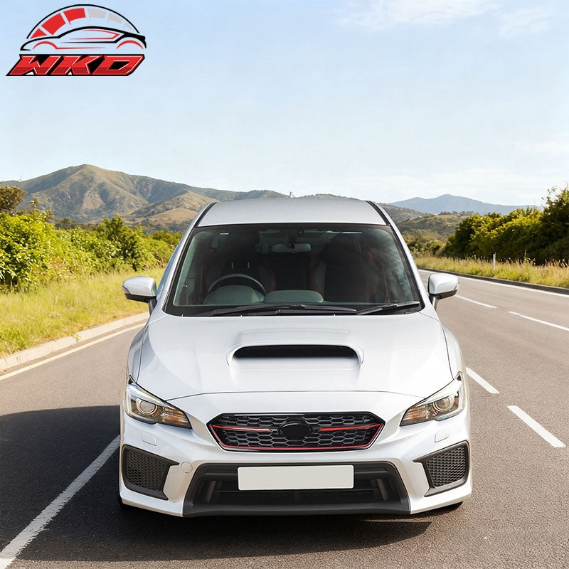 Wholesale 18-21 Subaru WRX STI Style Front Bumper Upper Grille Gloss Black W/Red Trim - Wikond Auto