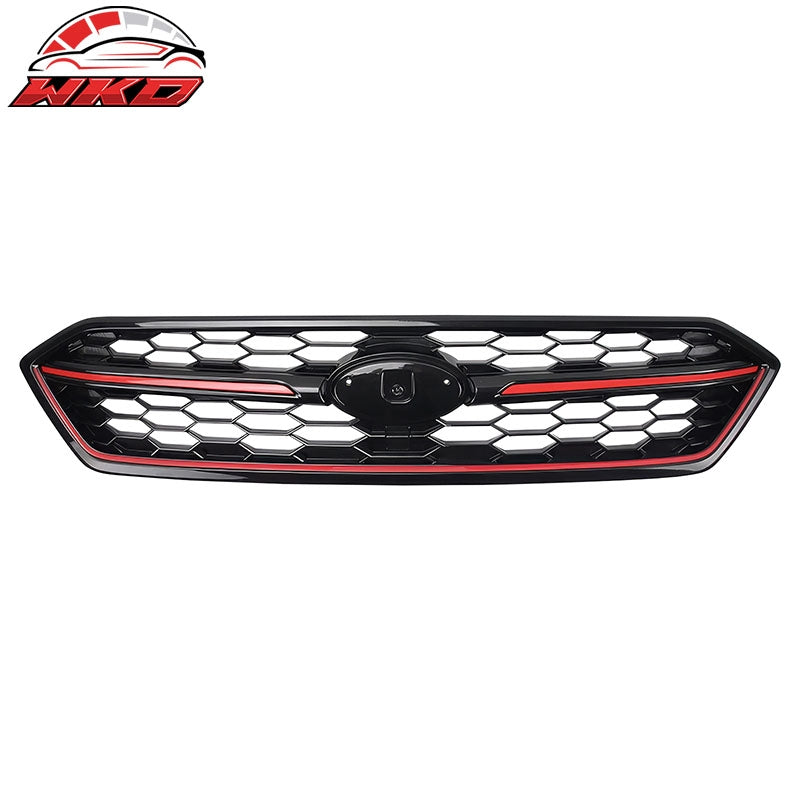 Wholesale 18-21 Subaru WRX STI Style Front Bumper Upper Grille Gloss Black W/Red Trim - Wikond Auto