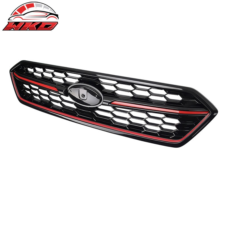 Wholesale 18-21 Subaru WRX STI Style Front Bumper Upper Grille Gloss Black W/Red Trim - Wikond Auto