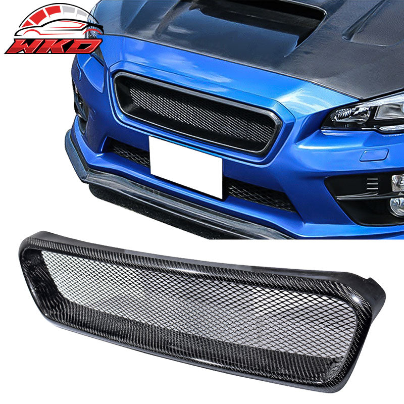 Fits 15-17 Subaru WRX STI CS Style Front Grille Cover Trim - Matte Carbon Fiber