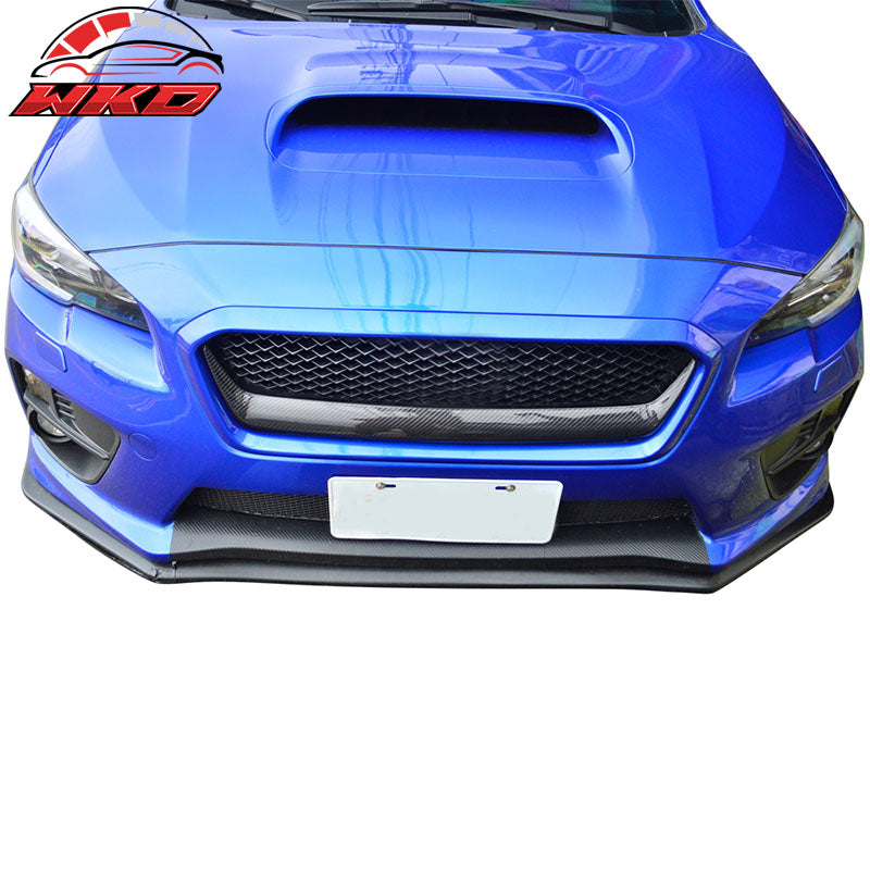 Fits 15-17 Subaru WRX STI Front Grille Garnish Cover Trim Matte Carbon Fiber