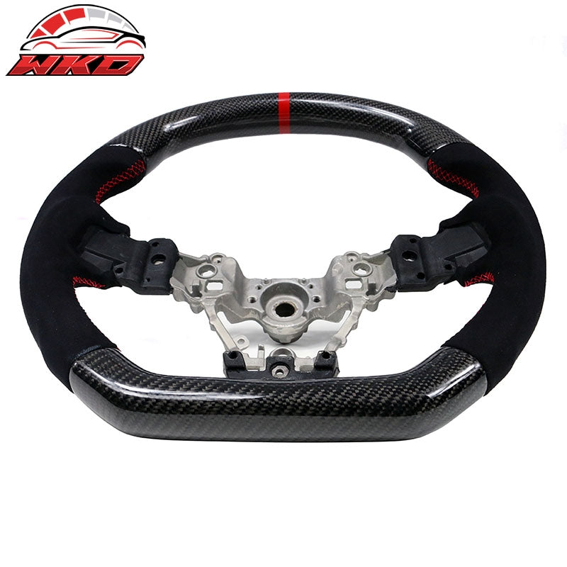 Fits 15-21 Subaru WRX & STI Steering Wheel CF +Alcantara+Red Stitching+Red Line