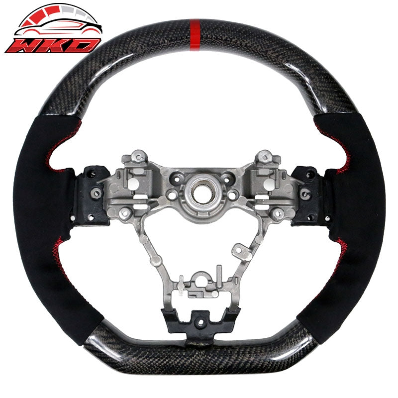 Fits 15-21 Subaru WRX & STI Steering Wheel CF +Alcantara+Red Stitching+Red Line
