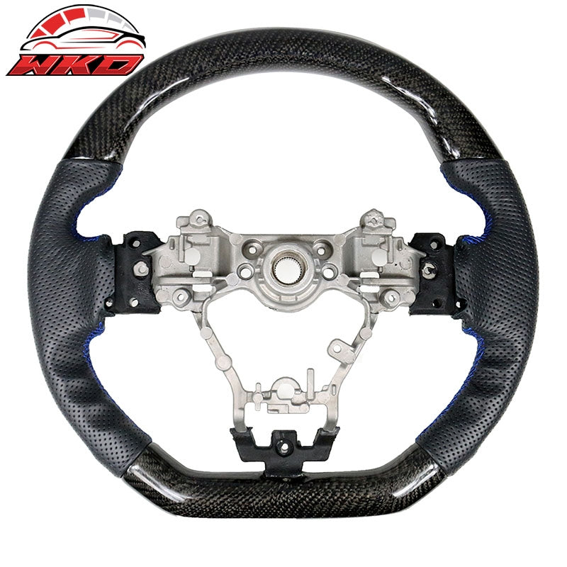 Fits 15-21 WRX & STI Steering Wheel CF + Perforated Leather + Blue Stitching