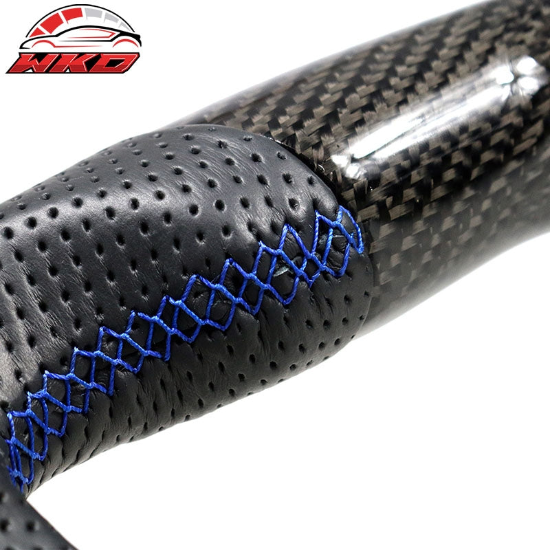 Fits 15-21 WRX & STI Steering Wheel CF + Perforated Leather + Blue Stitching