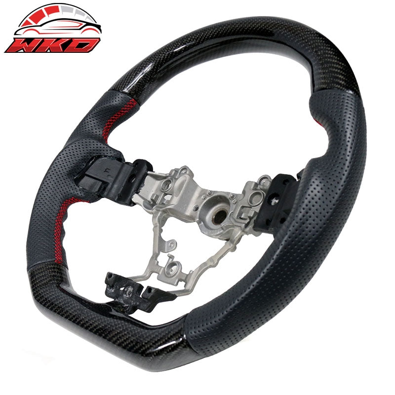 Fits 15-21 Subaru WRX & STI Steering Wheel W/Red Strip Carbon Fiber CF Leather
