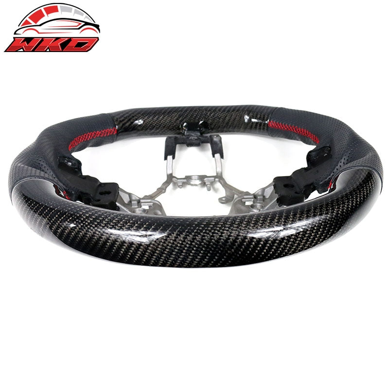 Fits 15-21 Subaru WRX & STI Steering Wheel W/Red Strip Carbon Fiber CF Leather