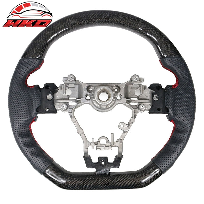 Fits 15-21 Subaru WRX & STI Steering Wheel W/Red Strip Carbon Fiber CF Leather