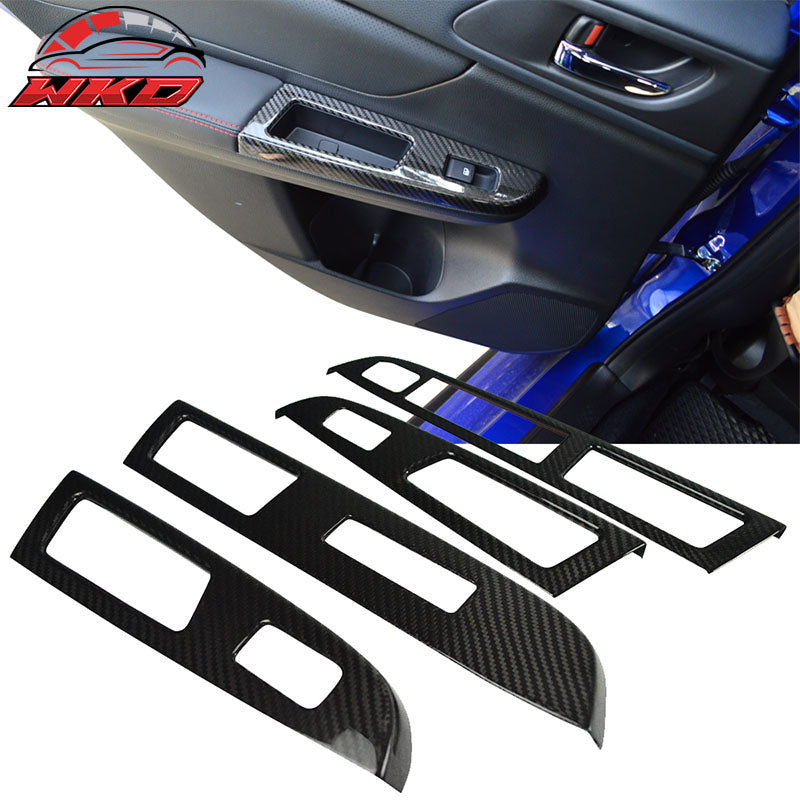 Fits 15-21 Subaru WRX STI 4PCS Window Switch Panel Cover Trim Matte Carbon Fiber