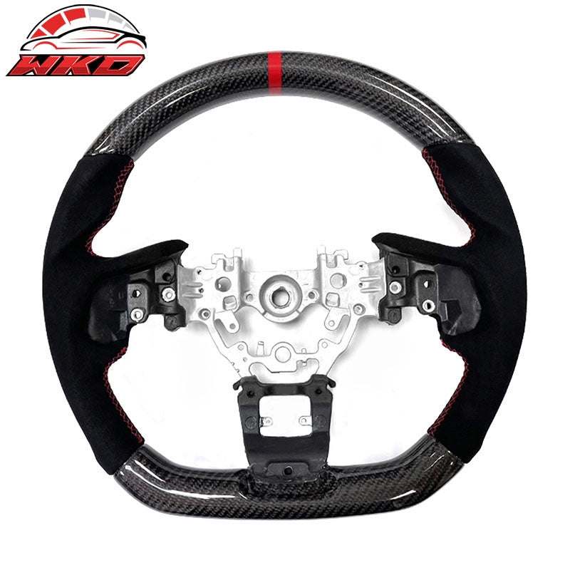 Wholesale 22-26 Subaru WRX Carbon Fiber Steering Wheel Alcantara W/ Red Stitch Stripe