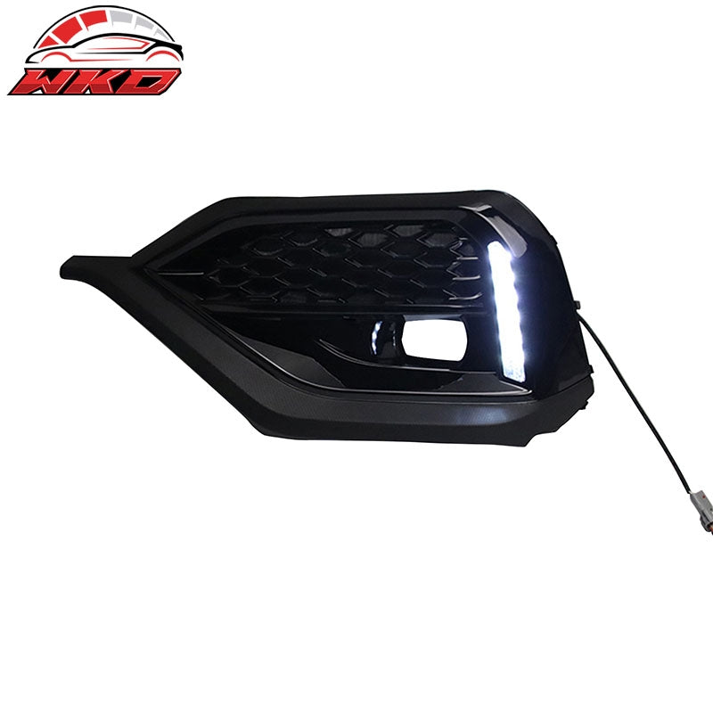 Fits 22-26 Subaru WRX VB OE Style Front Bumper Fog Light Bezel W/White LED DRL