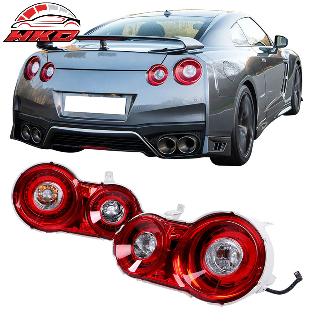 Fits 09-24 Nissan R35 GTR Red LED Tail Lights Upgrade 09-16 to 17+ Brake Lamps