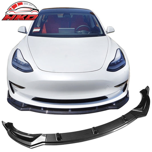 Wholesale 17-23 Tesla Model 3 Front Bumper Lip 3PC PP Splitter Carbon Fiber Print Kit
