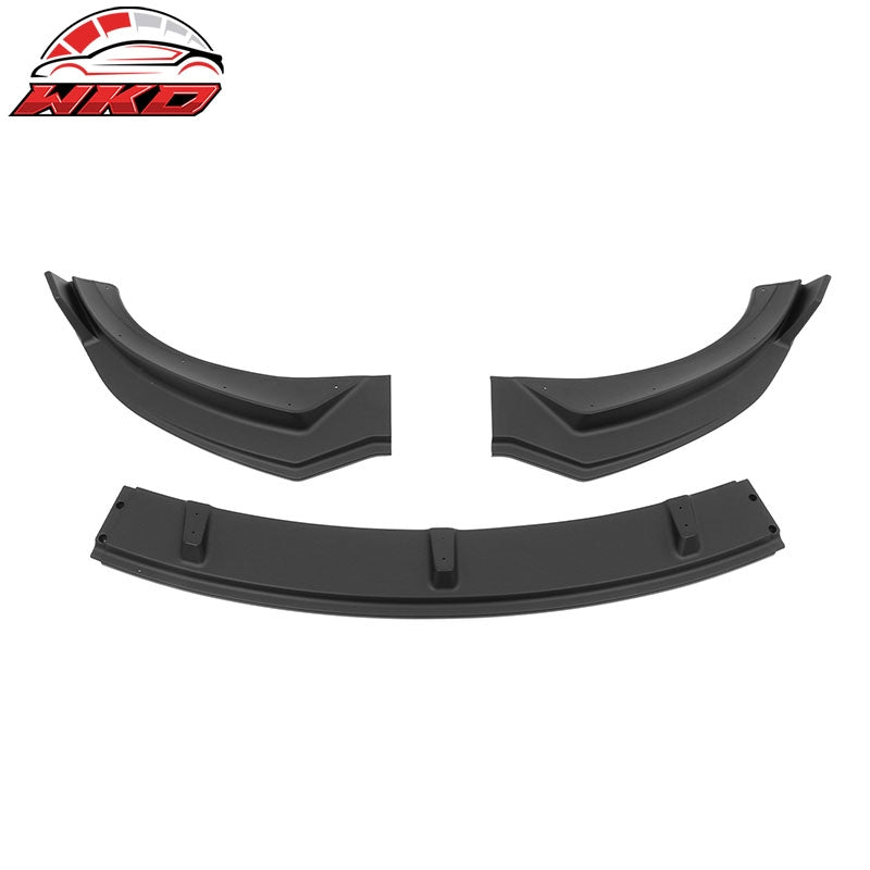 Fits 24-26 Tesla Model 3 3PCS IKON Style Front Bumper Lip Spoiler Matte Black PP