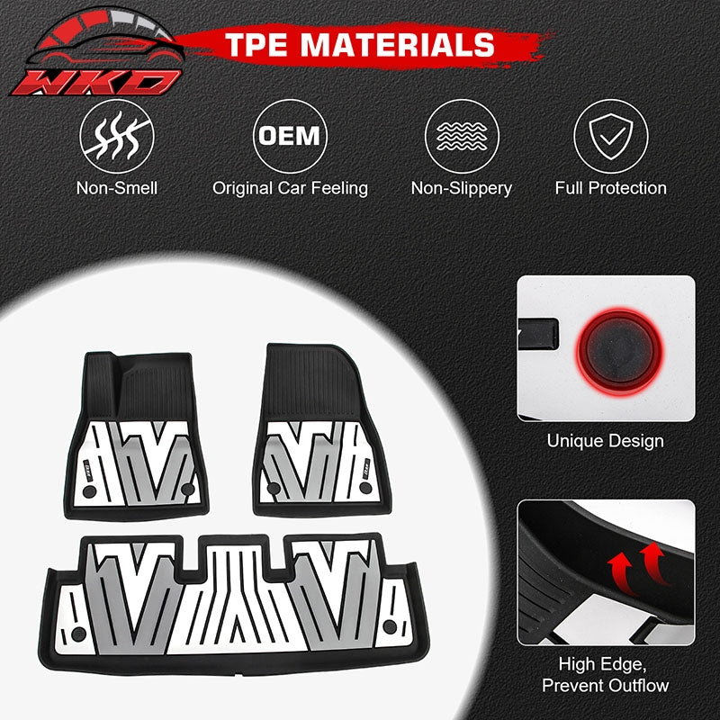 For 24-26 Tesla Model 3 All Weather Floor Mats Carpet Liner Black Gray White TPE