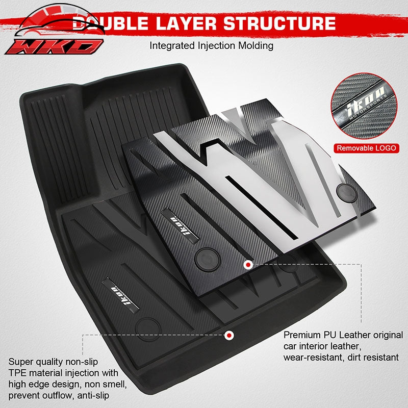 Fits 24-26 Tesla Model 3 All Weather TPE Floor Mats Carpet Liners Black Gray 3PC