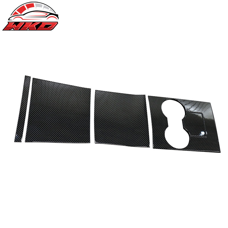 Fits 17-20 Tesla Model 3 Console Storage Box Cover Gloss Carbon Fiber Print ABS