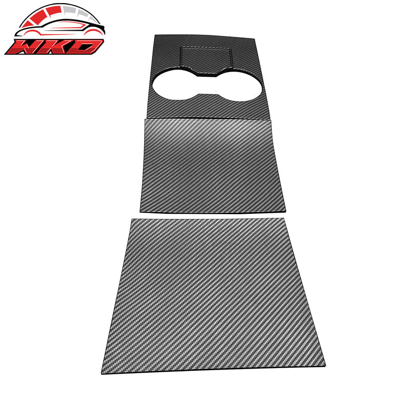 Fits 17-20 Tesla Model 3 Console Storage Box Cover Matte Carbon Fiber Print ABS