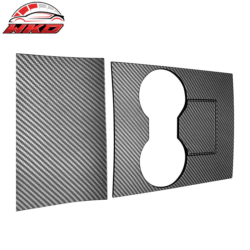 Fits 17-20 Tesla Model 3 Console Storage Box Cover Matte Carbon Fiber Print ABS