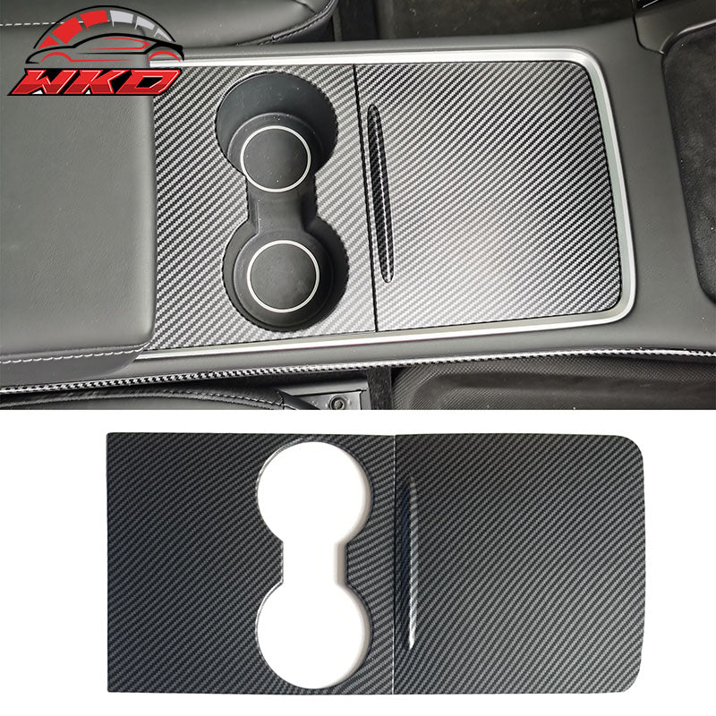 For 21-23 Tesla Model 3/21-24 Y Console Box Cover Matte Carbon Fiber Print ABS