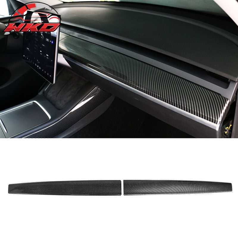 Fits 20-25 Tesla Model Y & 21-23 Model 3 Dashboard Wrap Cover Carbon Fiber Print